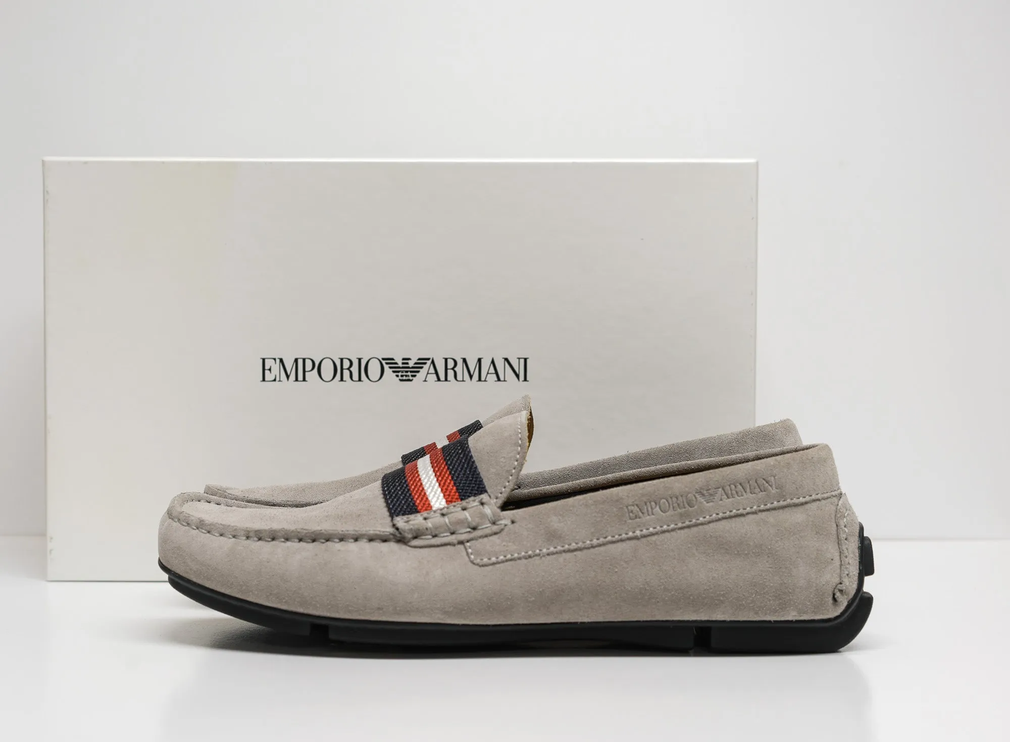 Emporio Armani Men's Fog Suede Driving Shoe, X4B125 30% off