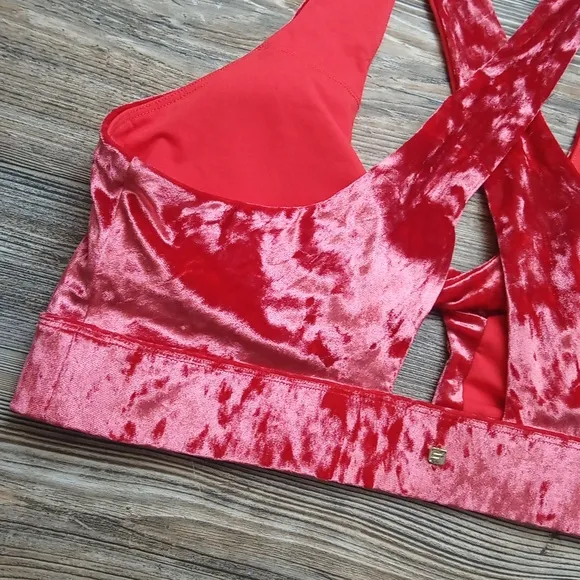 Fabletics Crushed Velvet Sports Bra Athletic Padded