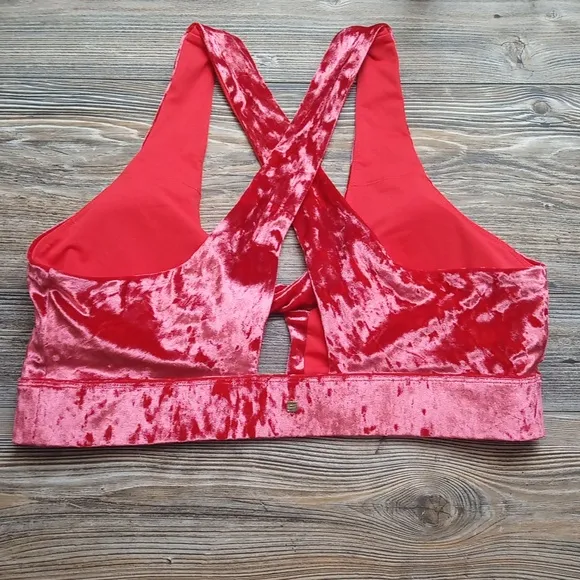 Fabletics Crushed Velvet Sports Bra Athletic Padded