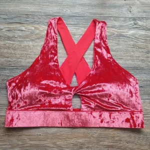 Fabletics Crushed Velvet Sports Bra Athletic Padded