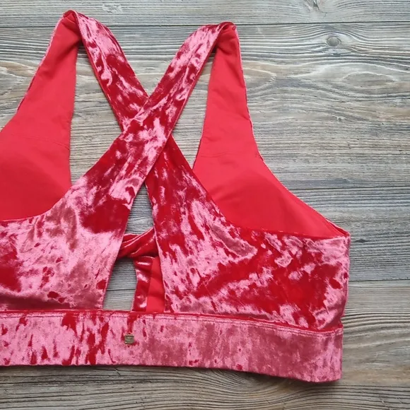 Fabletics Crushed Velvet Sports Bra Athletic Padded