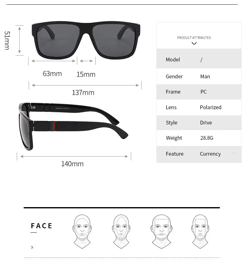 Fashion Square Polarized Sunglasses for Men