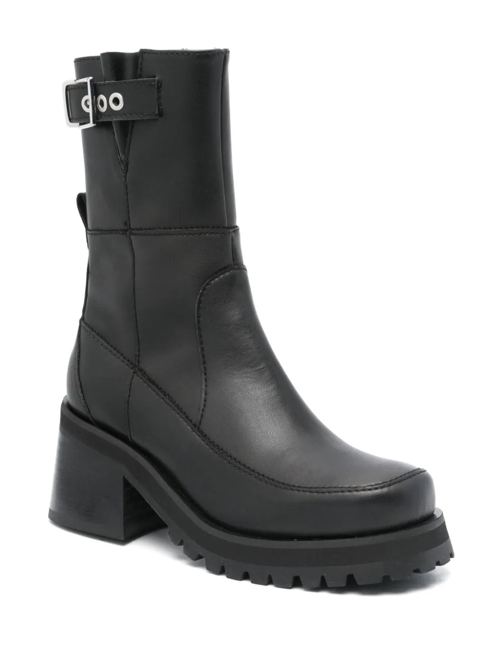 Feminine Buckle Platform Boot | Black