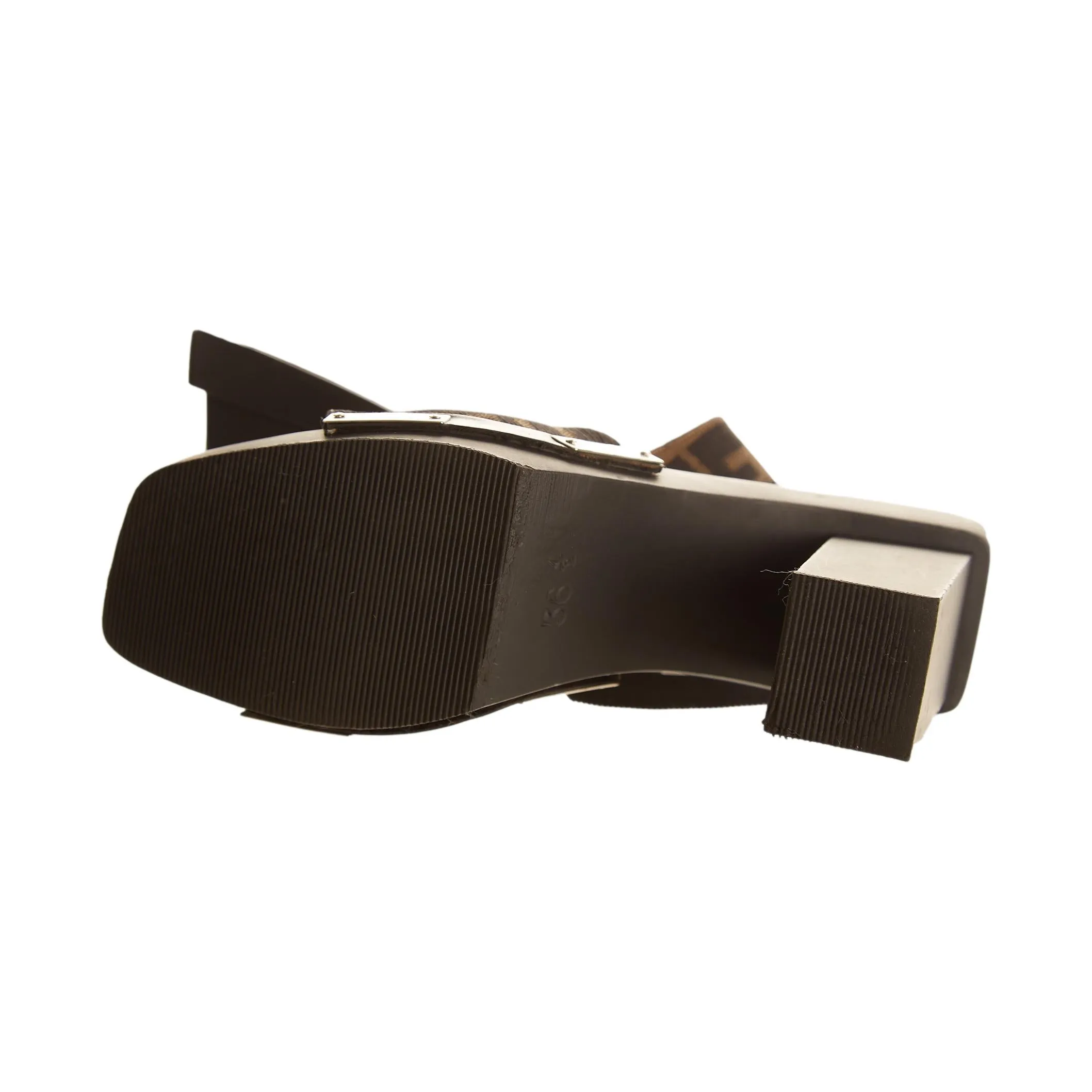 Fendi Brown Logo Block Heels