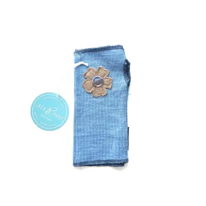 Fingerless Mittens Short, Blue Merino Wool | 171