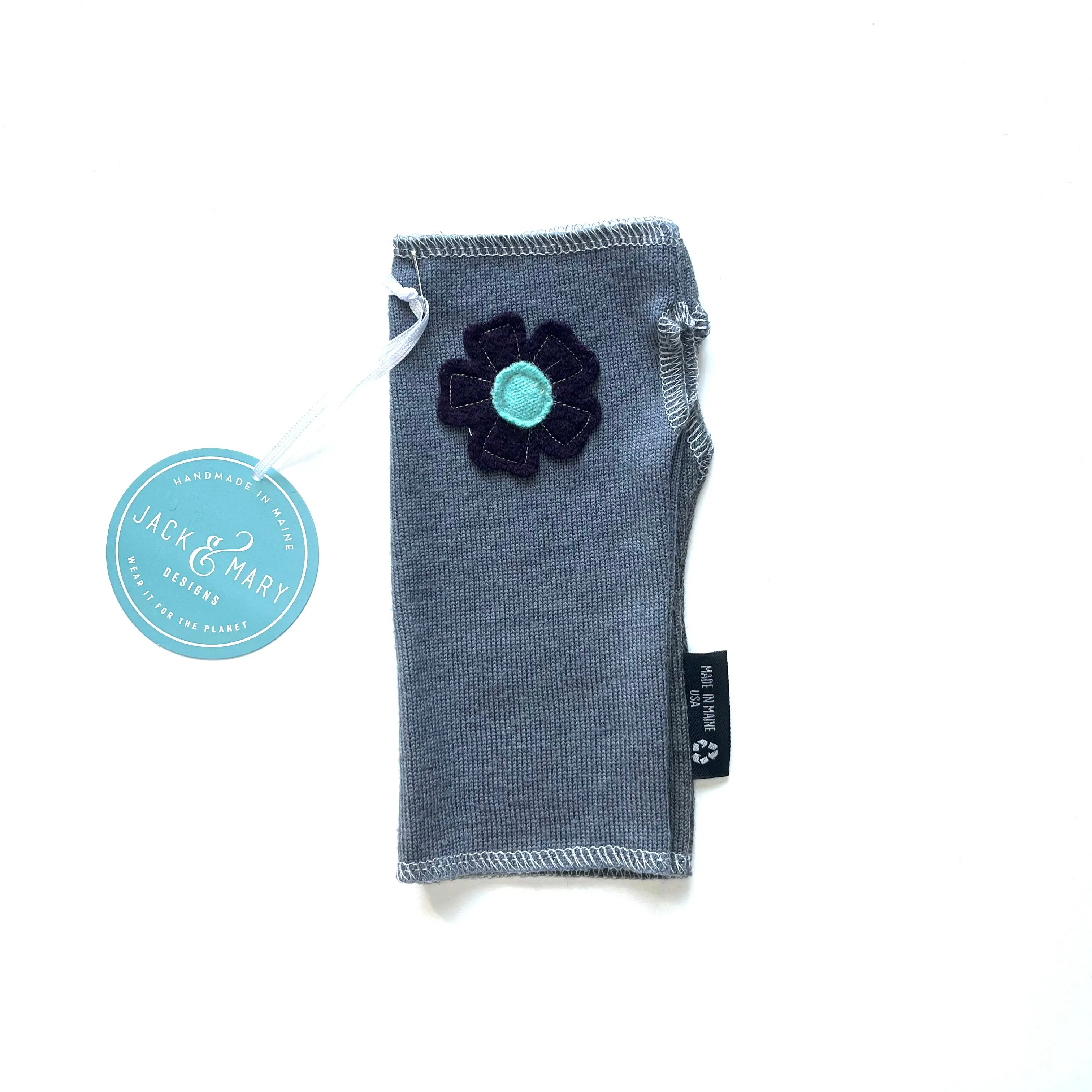 Fingerless Mittens Short, Grey Merino Wool | 065