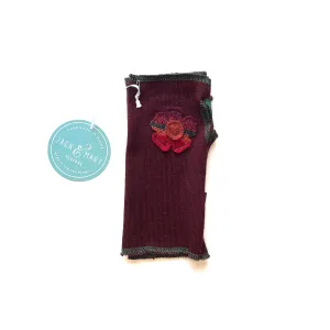 Fingerless Mittens Short, Maroon Merino Wool | 018