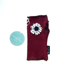Fingerless Mittens Short, Maroon Merino Wool | 029