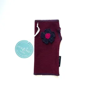 Fingerless Mittens Short, Maroon Merino Wool | 039
