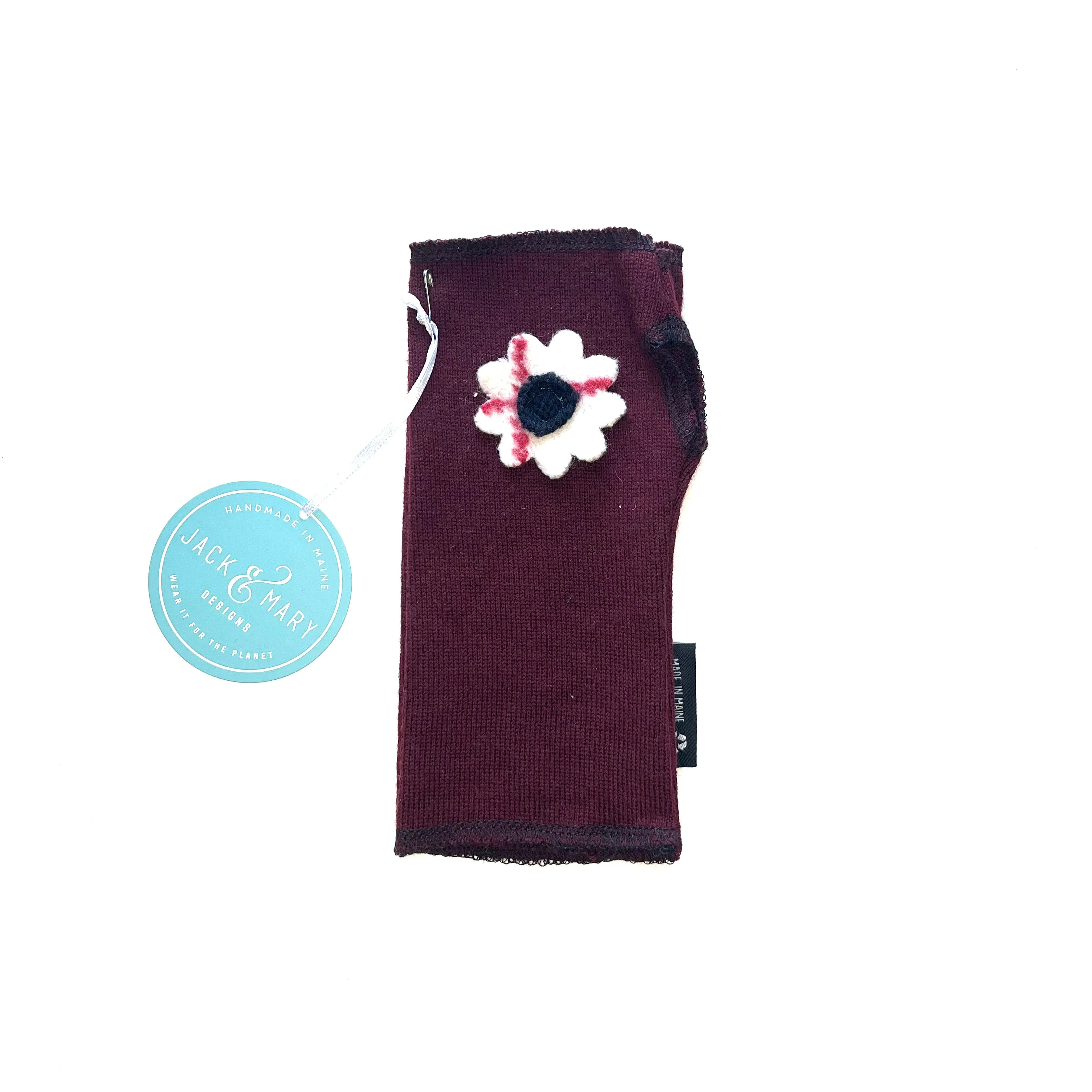 Fingerless Mittens Short, Maroon Merino Wool | 096