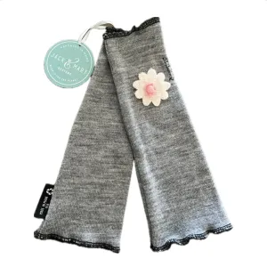 Fit & Flare Fingerless - Heather Grey with pale pink Flower - 51