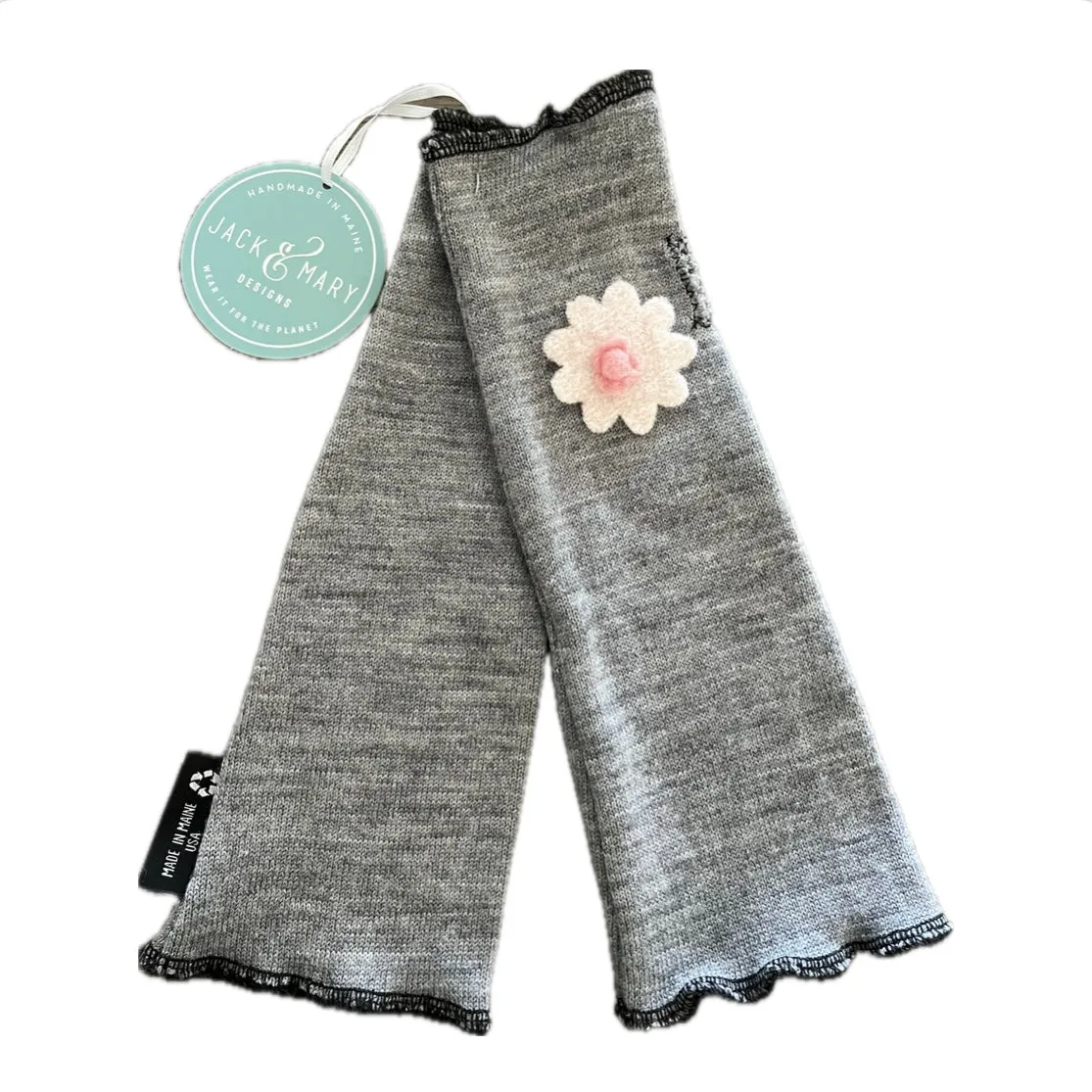 Fit & Flare Fingerless - Heather Grey with pale pink Flower - 51