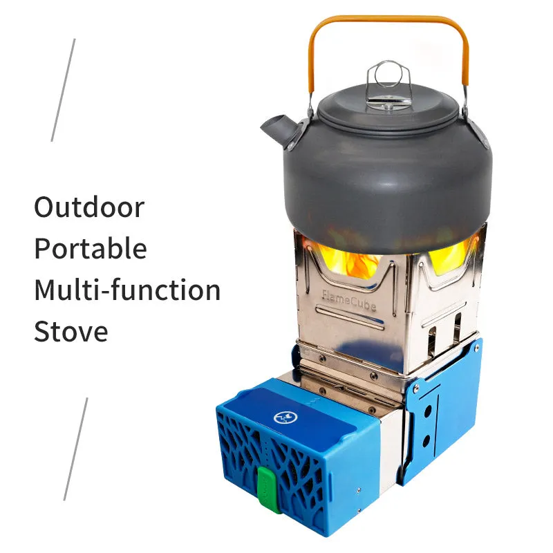 Flame Cube, Wood Burning and USB Charging Camping Stove