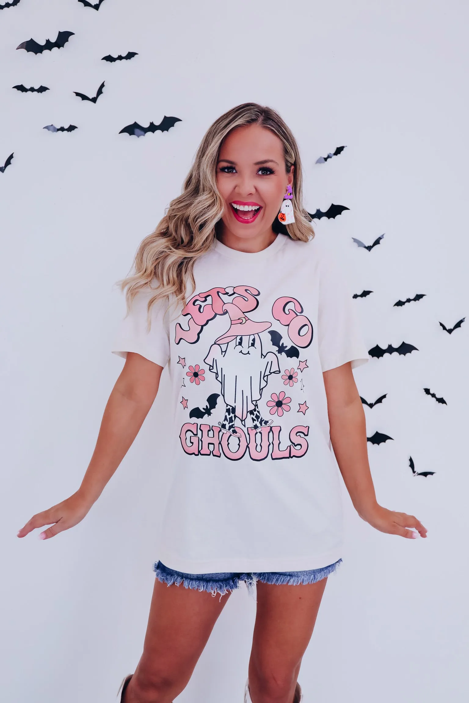 Ghost "Let's Go Ghouls" Graphic Tee S-3X - Cream