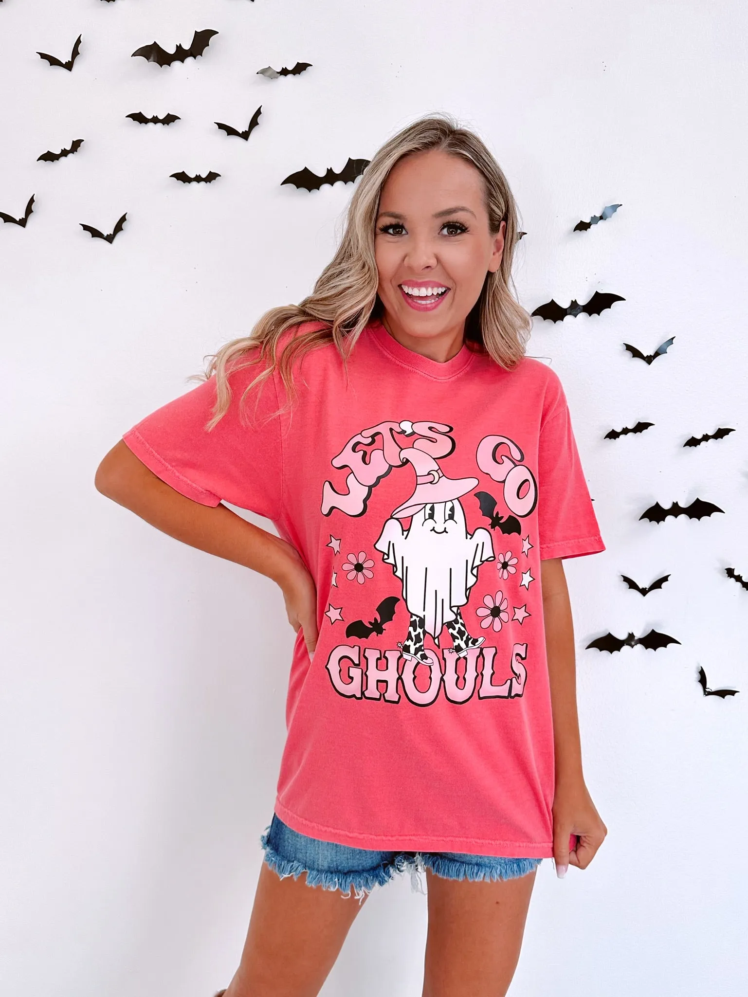 Ghost "Let's Go Ghouls" Graphic Tee S-3X- Watermelon