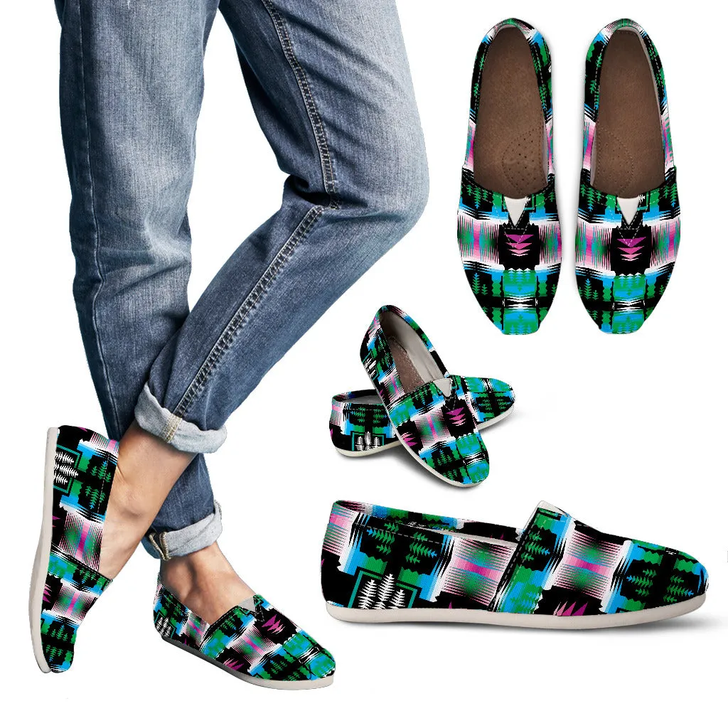 Green Blue and Pink Women's Casual Canvas Shoes