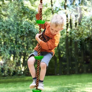 Green e Climbing Rope For Kids with Foot Hold Platforms Knotted