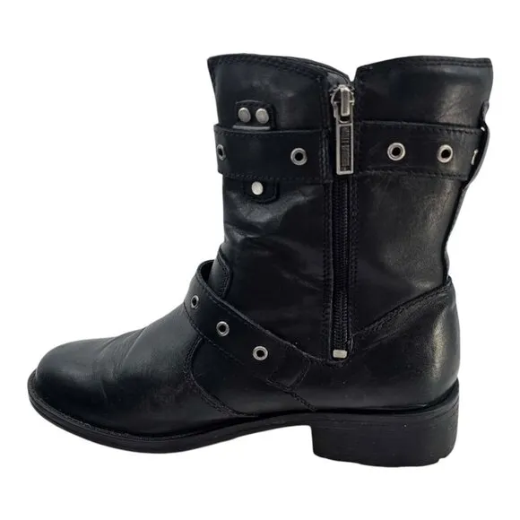 Harley Davidson Womens 6.5 Black Leather Grace Buckle Boots