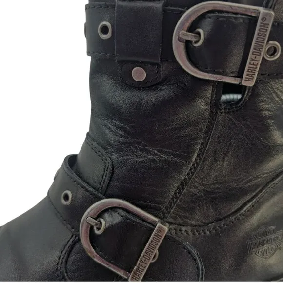 Harley Davidson Womens 6.5 Black Leather Grace Buckle Boots