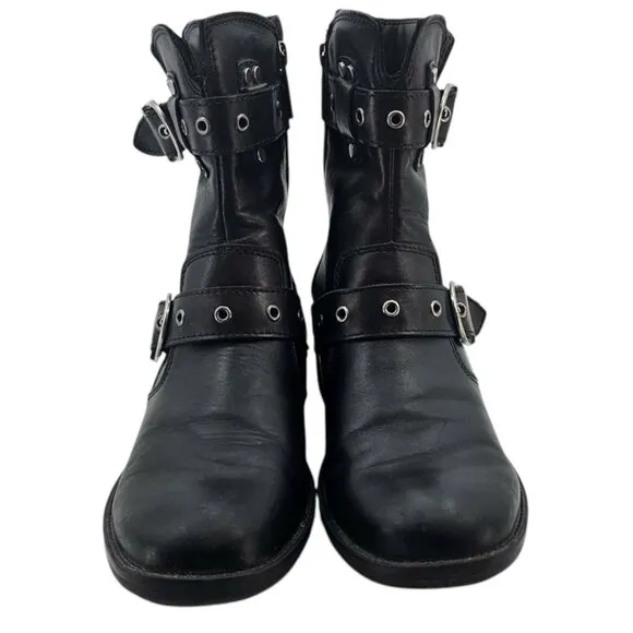 Harley Davidson Womens 6.5 Black Leather Grace Buckle Boots