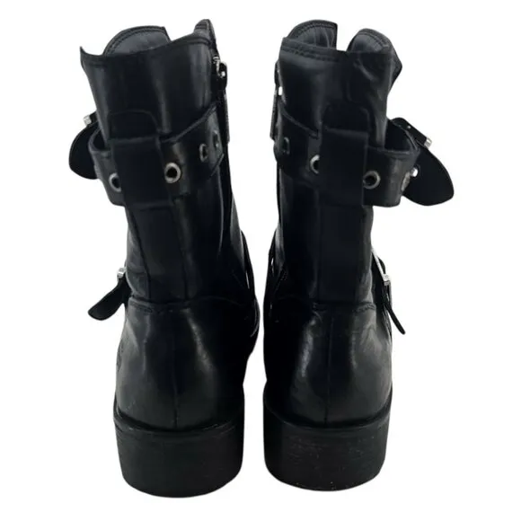 Harley Davidson Womens 6.5 Black Leather Grace Buckle Boots