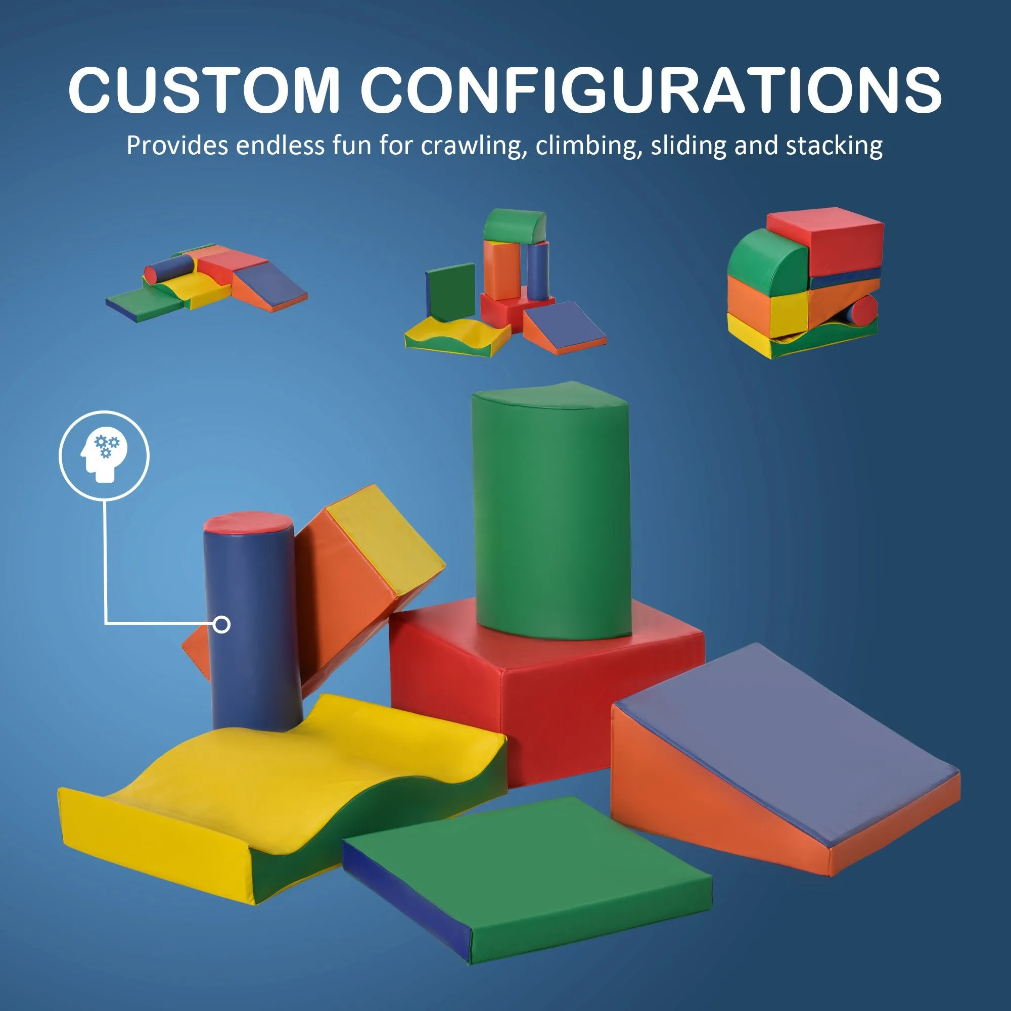 Indoor Soft Play Equipment | Montessori 7 Piece Foam Play Set | Primary Colours | 1-3 years