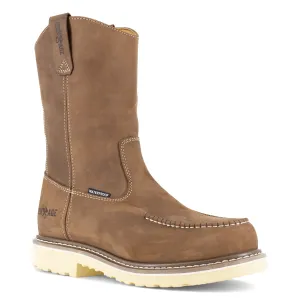 Iron Age Men's Solidifier 11" Moc Toe Waterproof Wellington Work Boot - Brown - IA5093