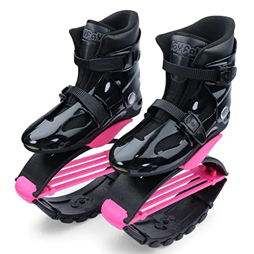 Joyfay Jumping Shoes -Black and Pink Jump Shoes for Athletes and Heavier Users -Professional Fitness Bounce Shoes for Women and Men -Special Edition Jump Boots with 4 pcs Tension Springs (XXL)