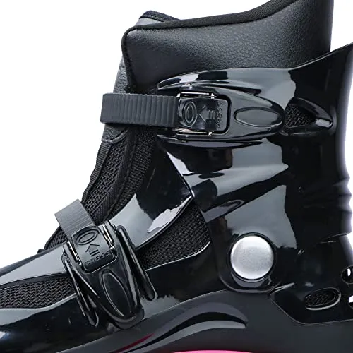 Joyfay Jumping Shoes -Black and Pink Jump Shoes for Athletes and Heavier Users -Professional Fitness Bounce Shoes for Women and Men -Special Edition Jump Boots with 4 pcs Tension Springs (XXL)