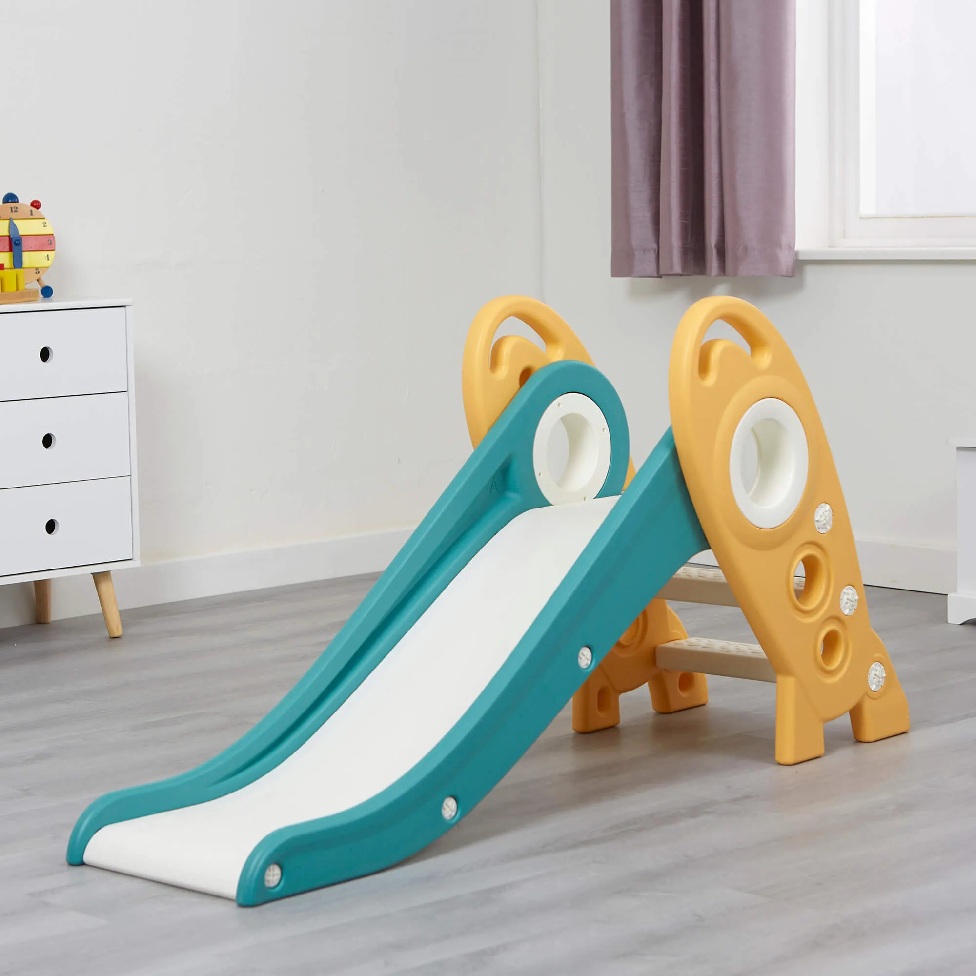 Kids Folding Montessori Slide | Eco Conscious Rocket Slide | Indoors & Outdoors | Multi Coloured| 24m 