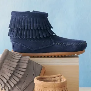 Kids' Minnetonka Double-Fringe Boots - Size 2 - G76-17