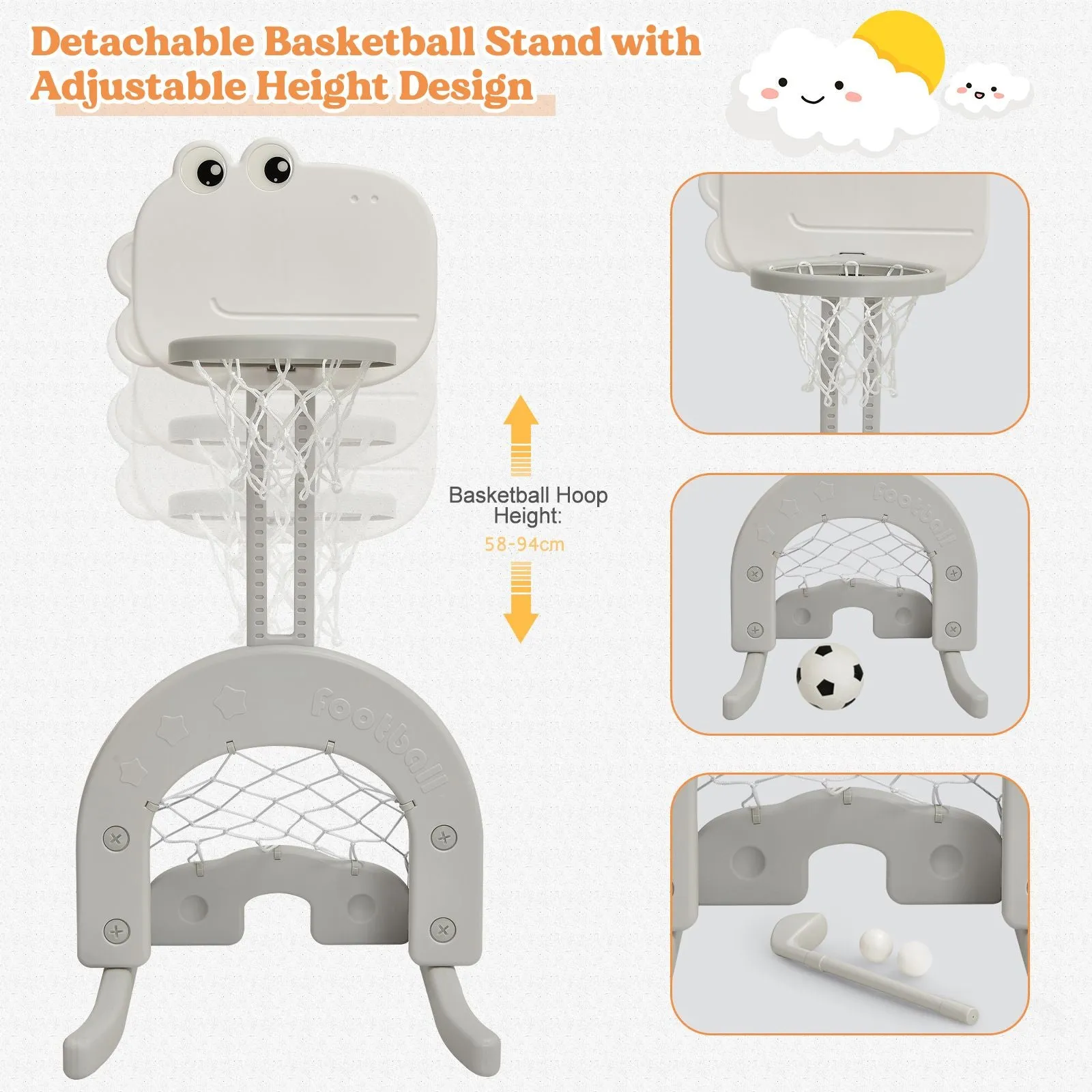 Kids Montessori Play Swing & Slide Set | Basketball | Indoor Outdoor | 3 colours | 18m 