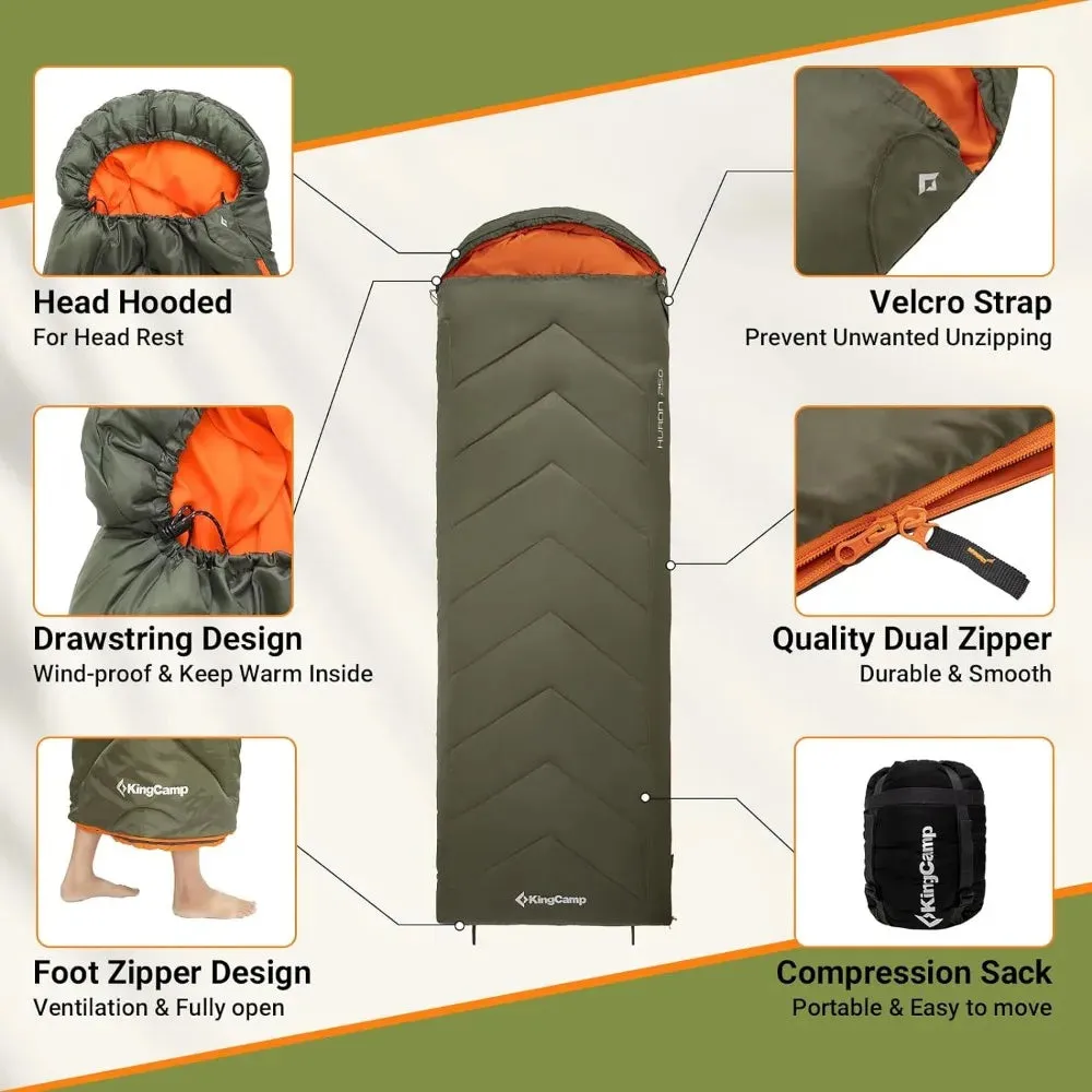 KingCamp All-Season Camping Sleeping Bag for Adults & Teens, Waterproof, 86.6"x29.5"