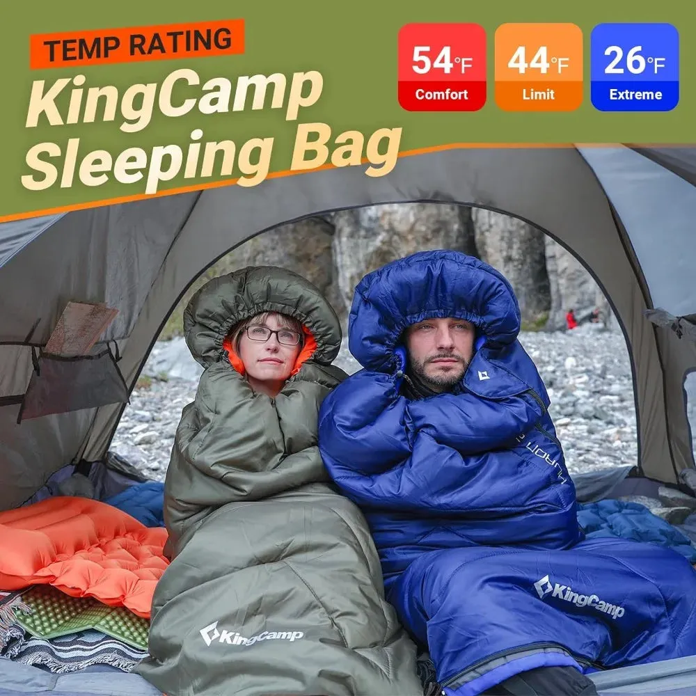KingCamp All-Season Camping Sleeping Bag for Adults & Teens, Waterproof, 86.6"x29.5"