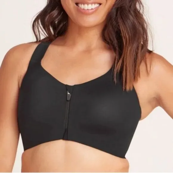 Knix Women’s Black catalyst zipper front support athletic sports bra in size 7