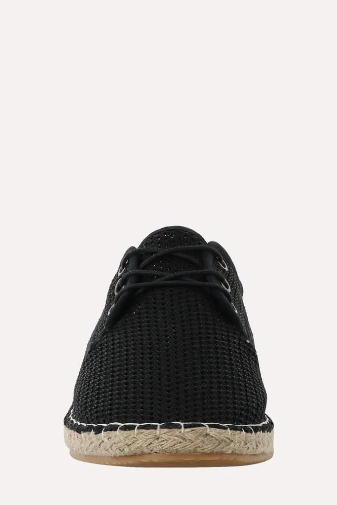 Lace Up Black Mesh Espadrilles
