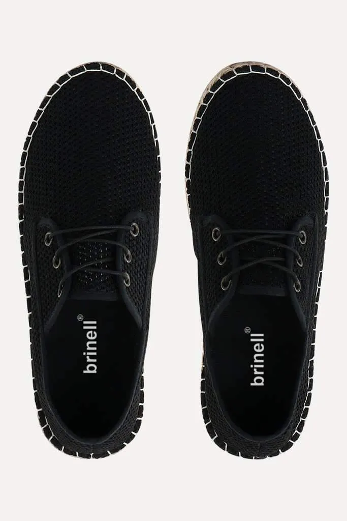 Lace Up Black Mesh Espadrilles