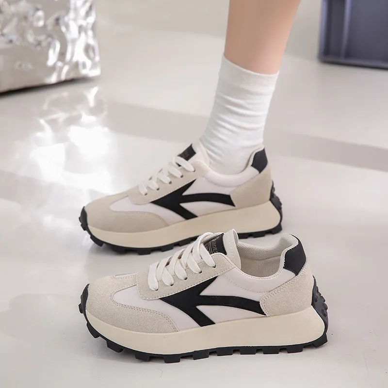 Lace Up Contrast Platform Athletic Shoes