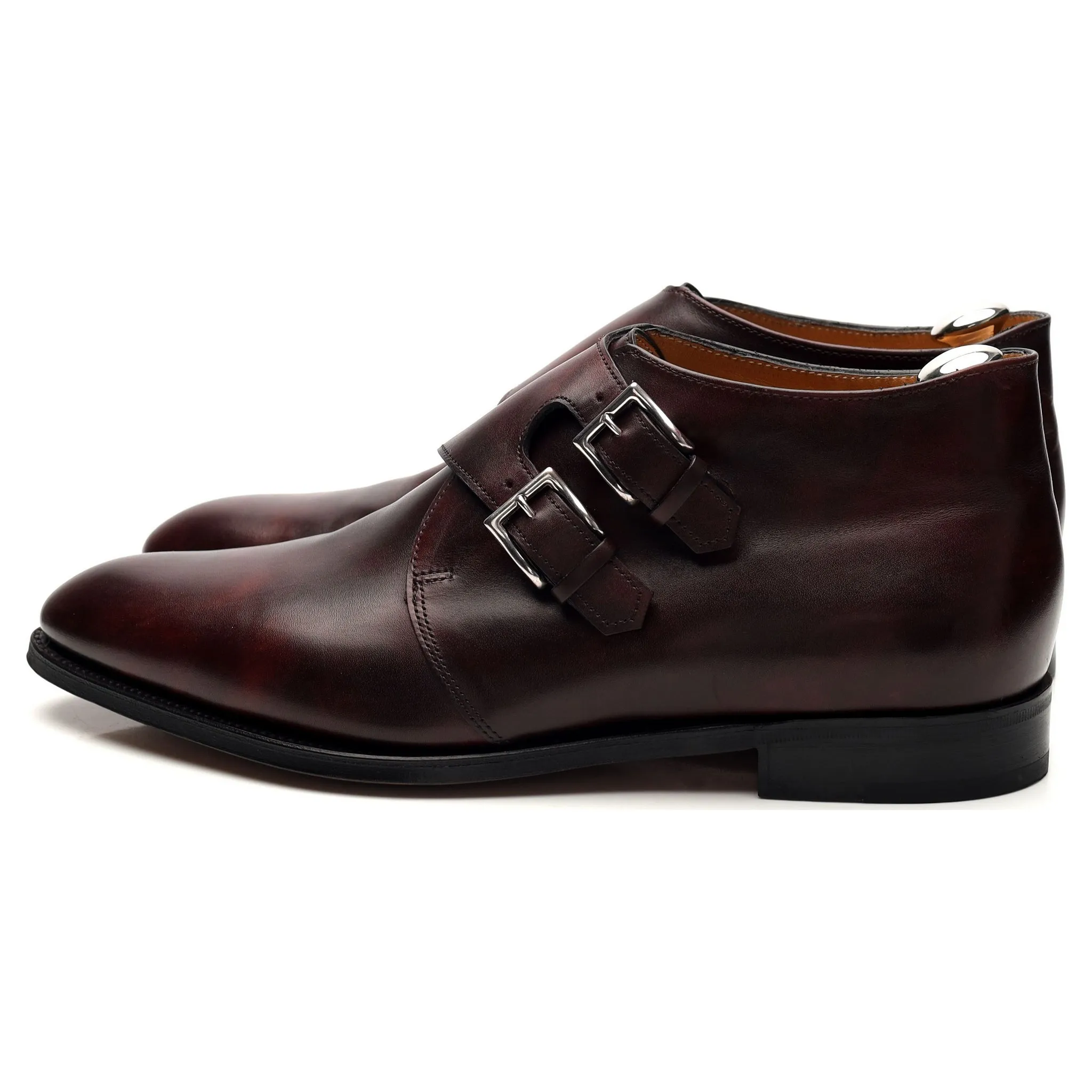 'Lant' Burgundy Museum Leather Monk Strap Boots UK 7 E
