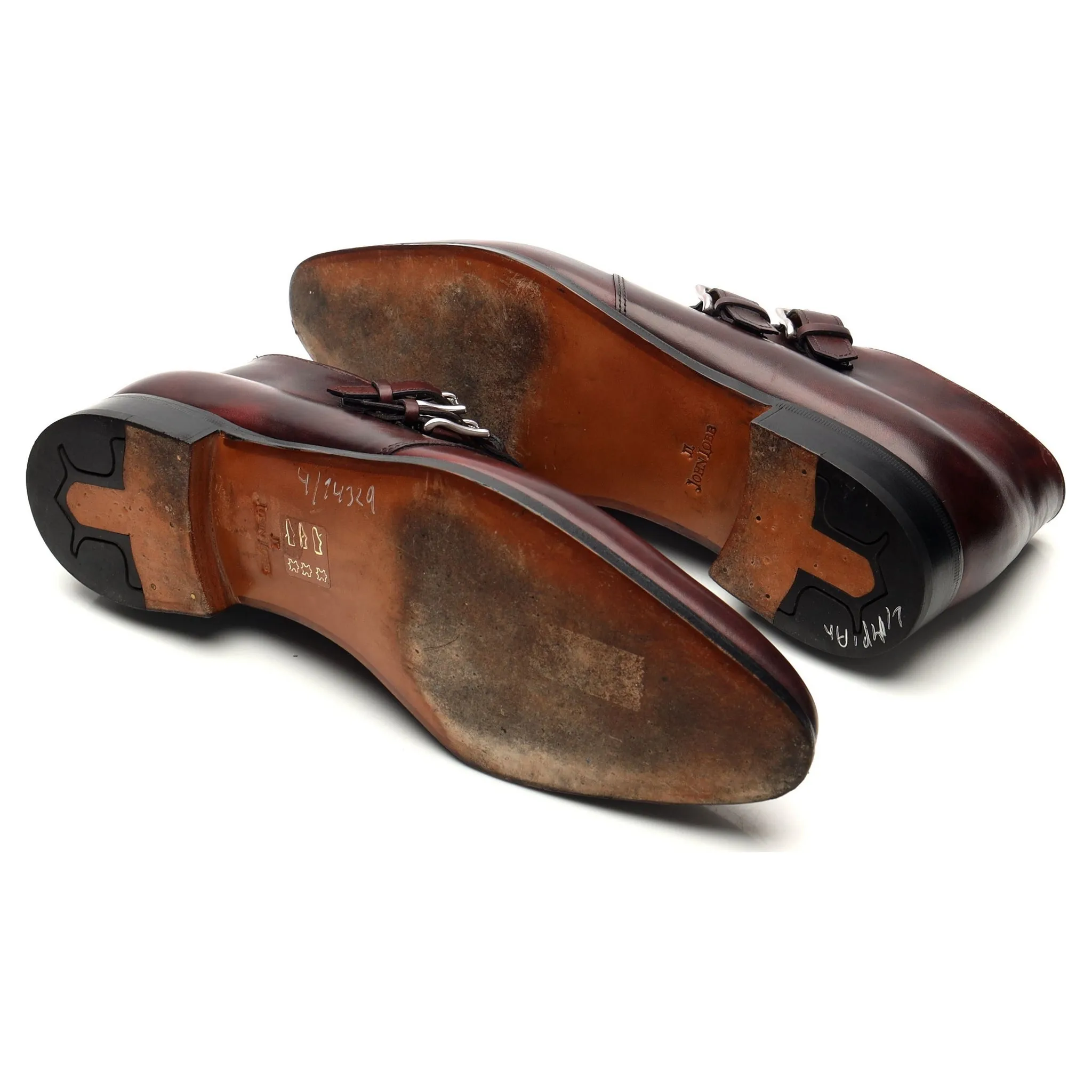 'Lant' Burgundy Museum Leather Monk Strap Boots UK 7 E