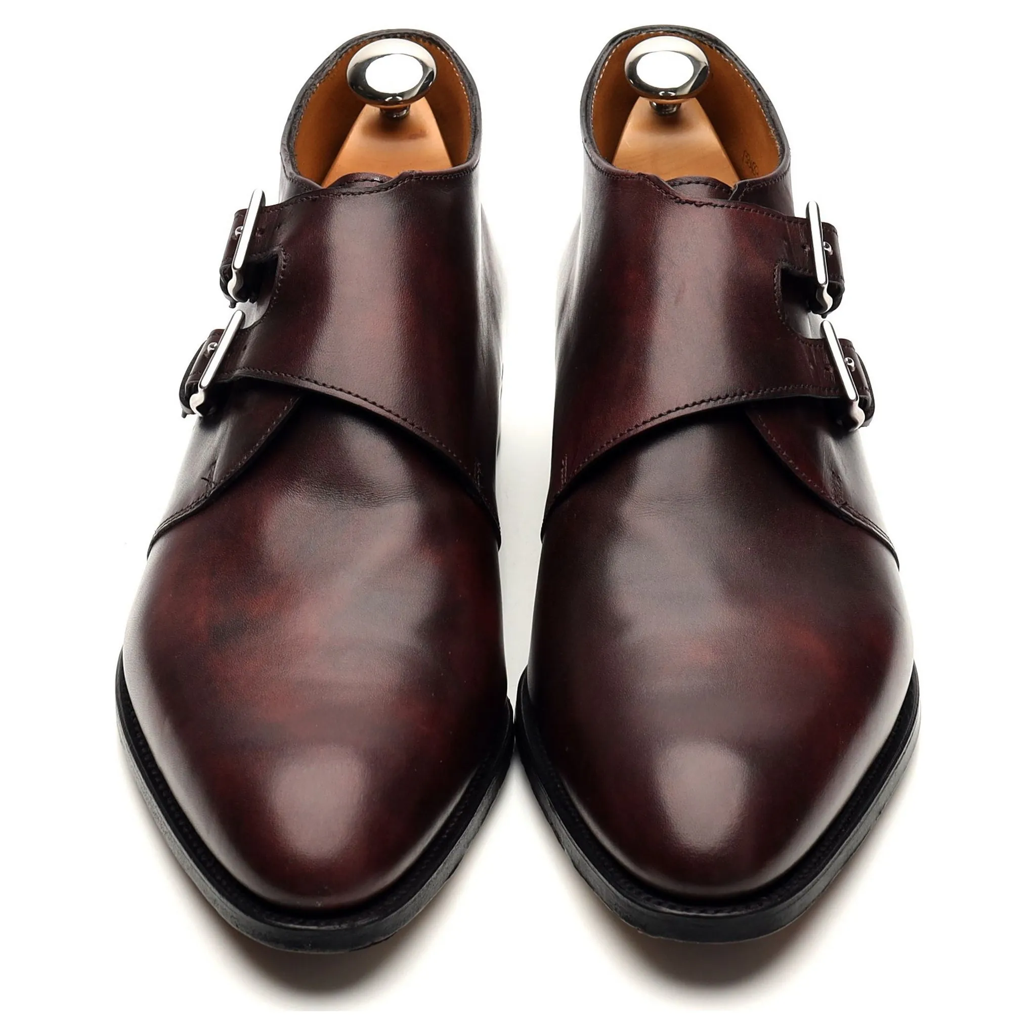 'Lant' Burgundy Museum Leather Monk Strap Boots UK 7 E