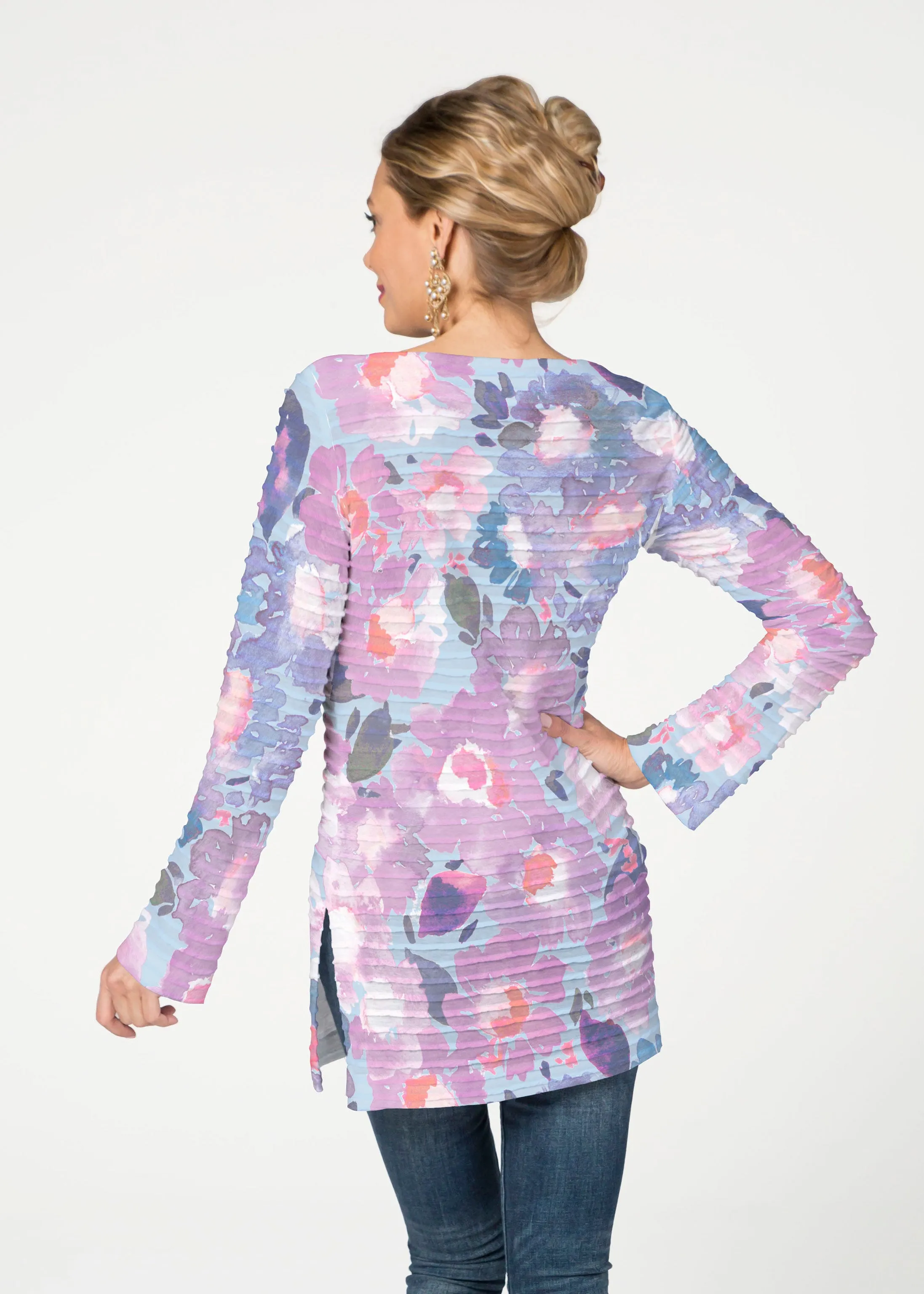 Lilac (16255) ~ Banded Boatneck Tunic