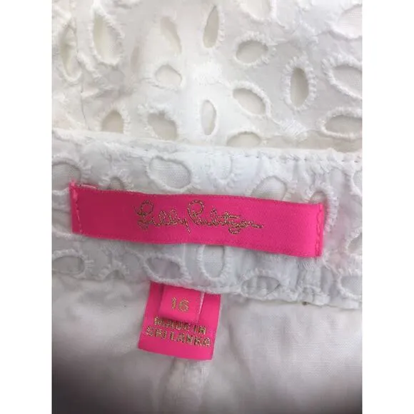 Lilly Pulitzer Eyelet Preppy Shorts Womens Size 16 White