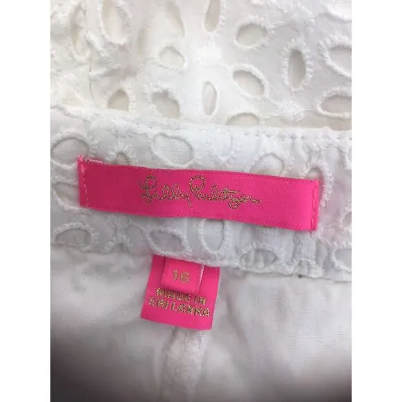Lilly Pulitzer Eyelet Preppy Shorts Womens Size 16 White