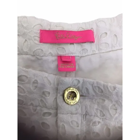 Lilly Pulitzer Eyelet Preppy Shorts Womens Size 16 White