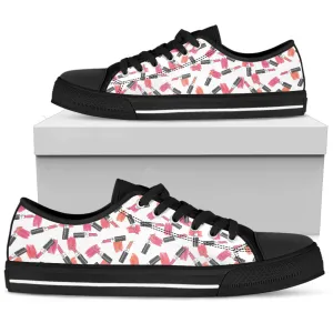 Lipstick Pattern Canvas Low Top Women's Shoes