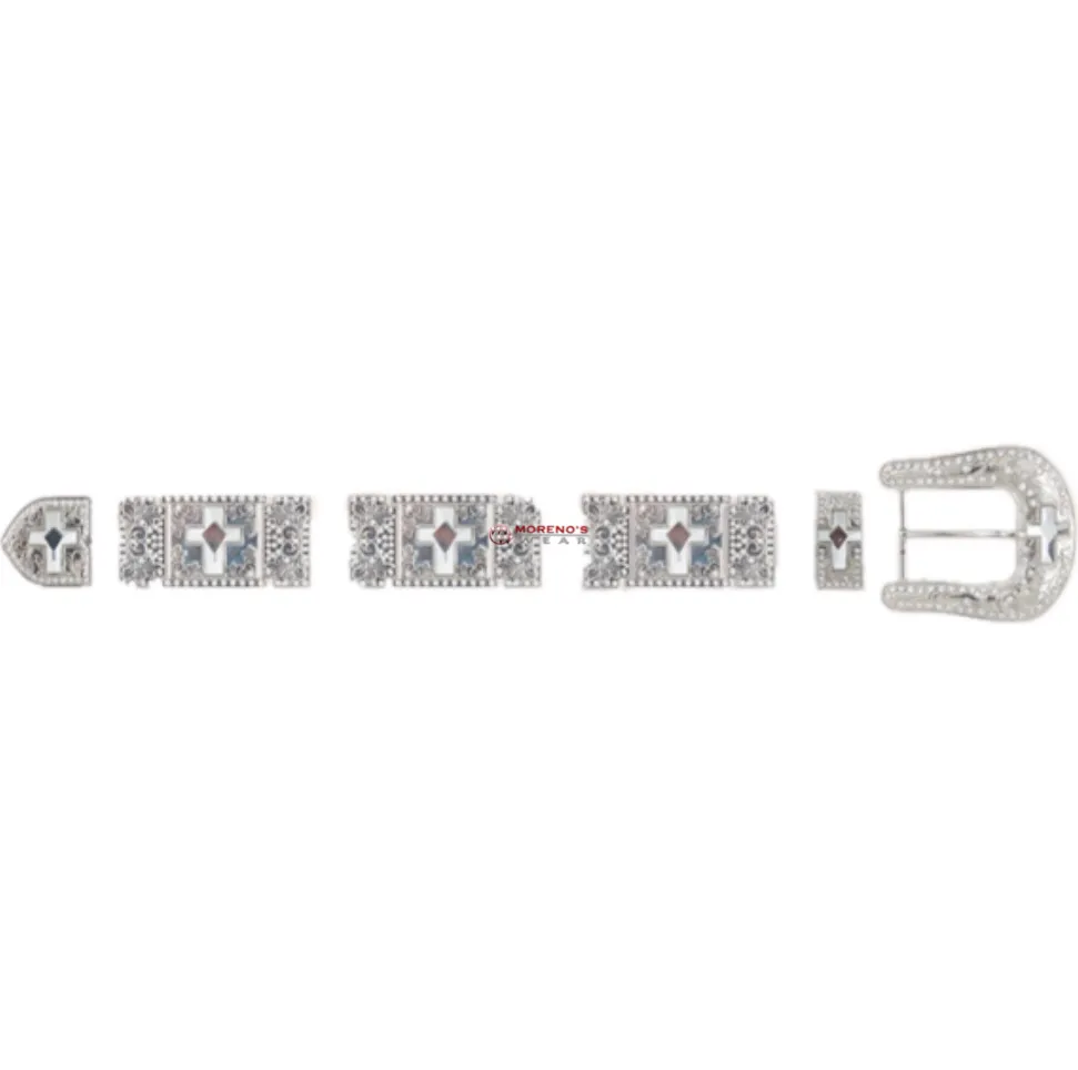 Los Altos Buckle Set Silver Bracket Set With Cross Stones