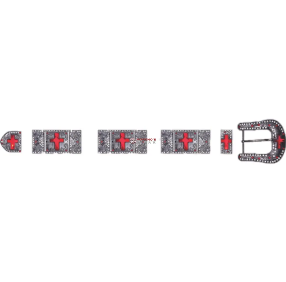 Los Altos Buckle Set Silver Bracket Set With Cross Stones