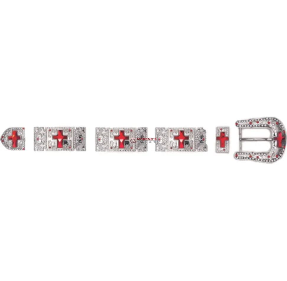 Los Altos Buckle Set Silver Bracket Set With Cross Stones