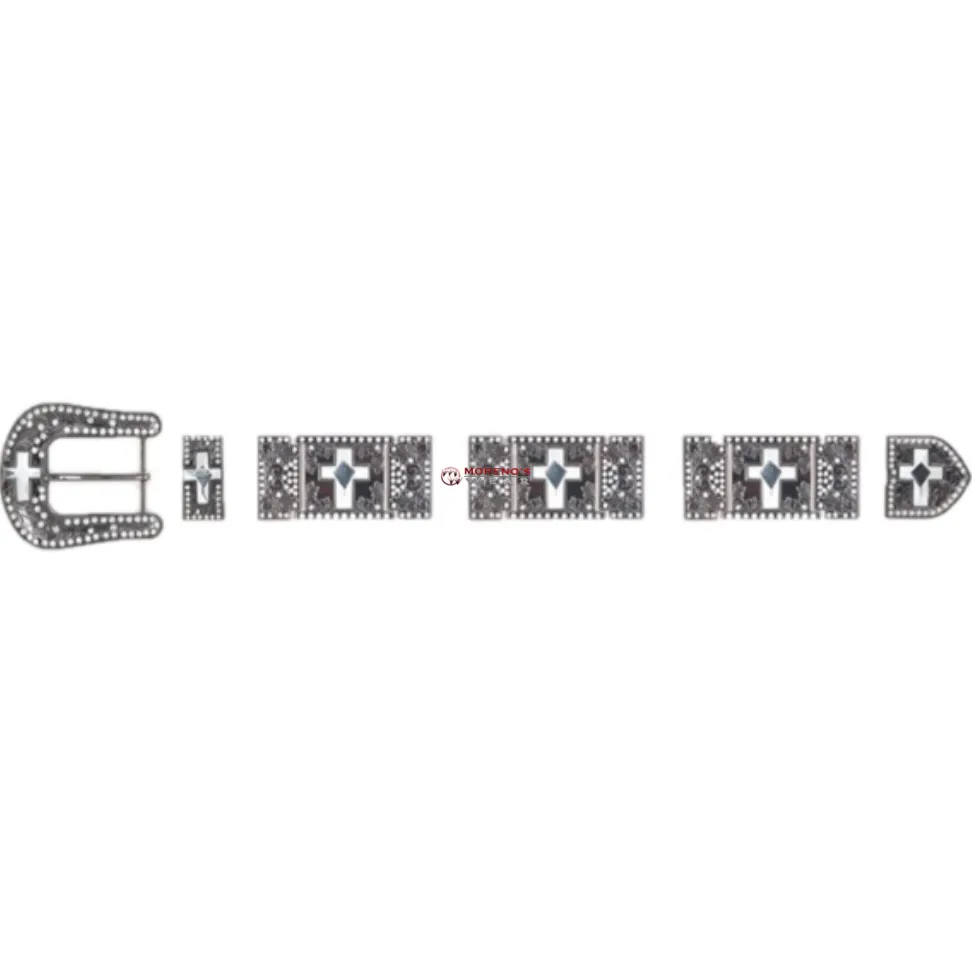 Los Altos Buckle Set Silver Bracket Set With Cross Stones